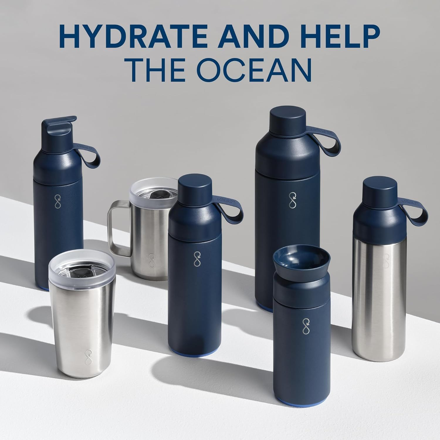 Ocean Bottle - Recycled Stainless Steel Drinks Reusable Water Bottle - Eco-Friendly & Reusable - Ocean Blue - 34 oz