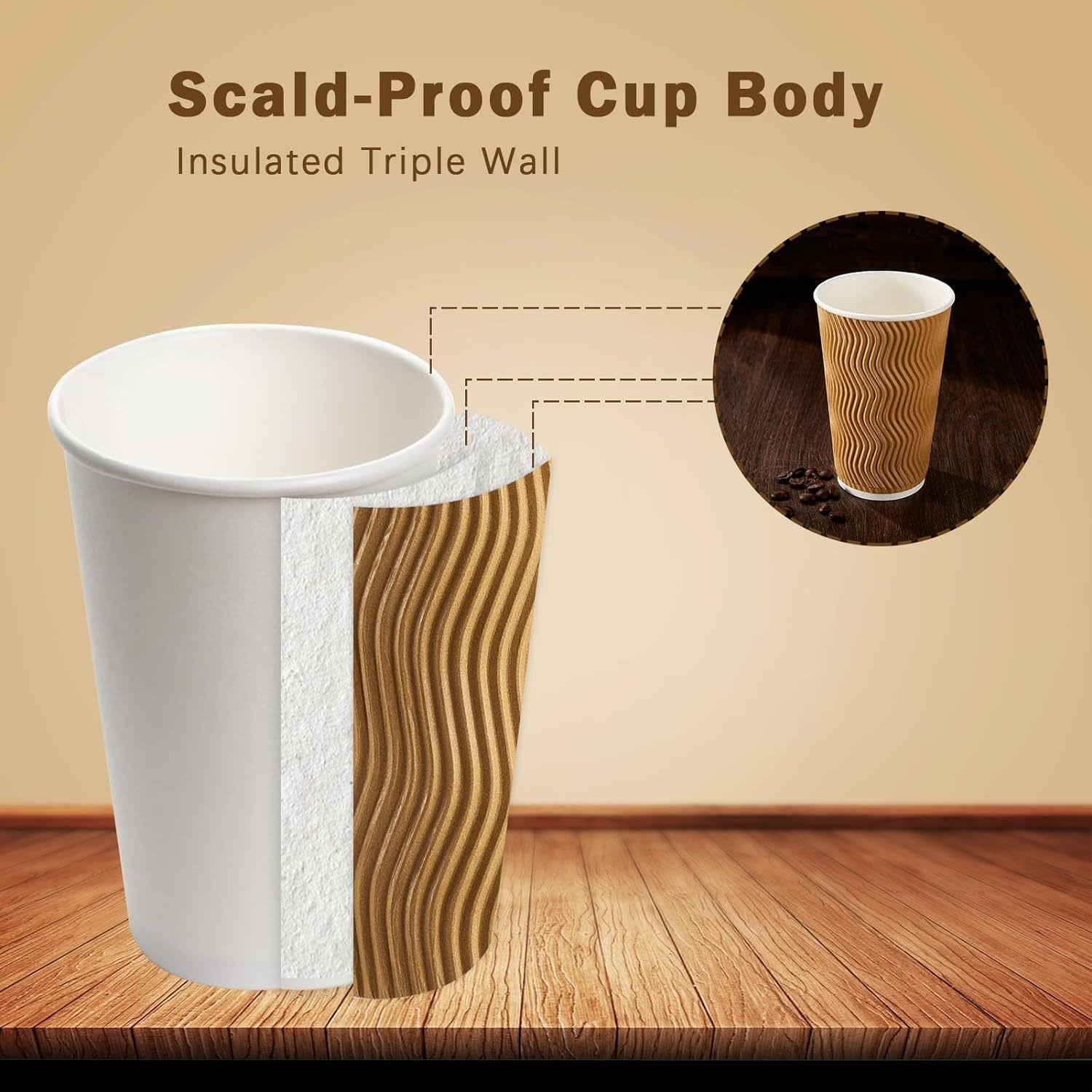 Kraft Ripple Wall Paper Cup